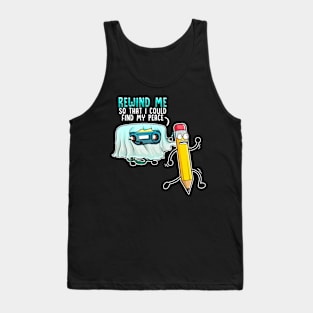 Retro Music Rewind Cassette Ghost Funny Halloween Tank Top